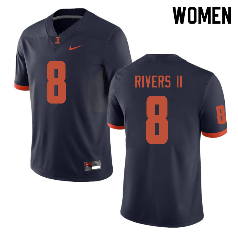 Women #8 M.J. Rivers II Illinois Fighting Illini College Football Jerseys Sale-Navy